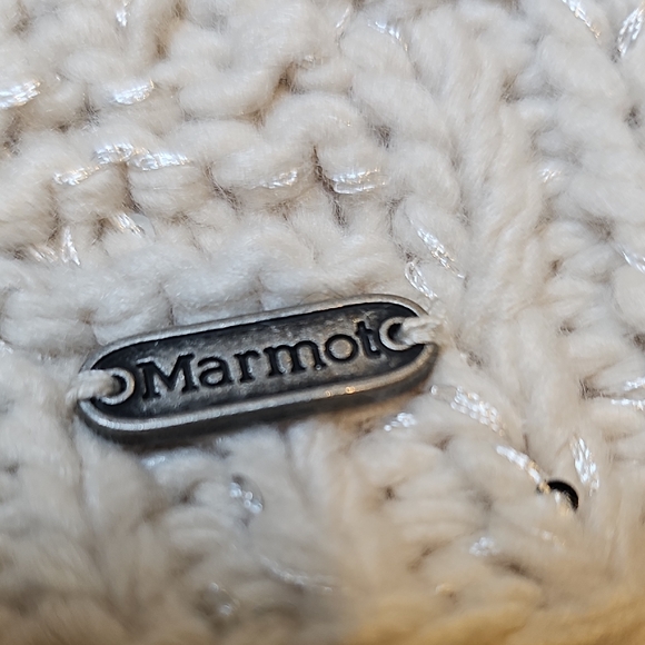 Marmot White Knit Beanie with Sequins - Picture 2 of 11